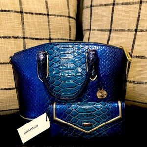 Brahmin Duxbury Satchel in Sapphire Ateague